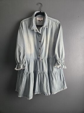 Veveret Pleated Tiered Ruffle Mini Retro Chic Dress Medium